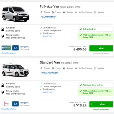 7 seater car hire in rhodes